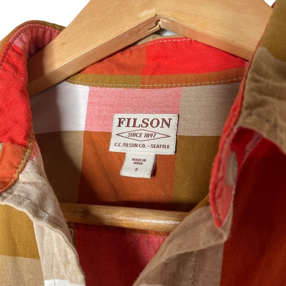 Filson Plaid Button Down Shirt Size Small Lightweight 100% Cotton Fall Western - Picture 4 of 6